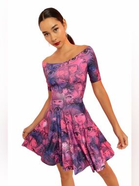 NWT Blackmilk Venus In The Blind Spot Off The Shoulder Skater Dress~LIMITED XL